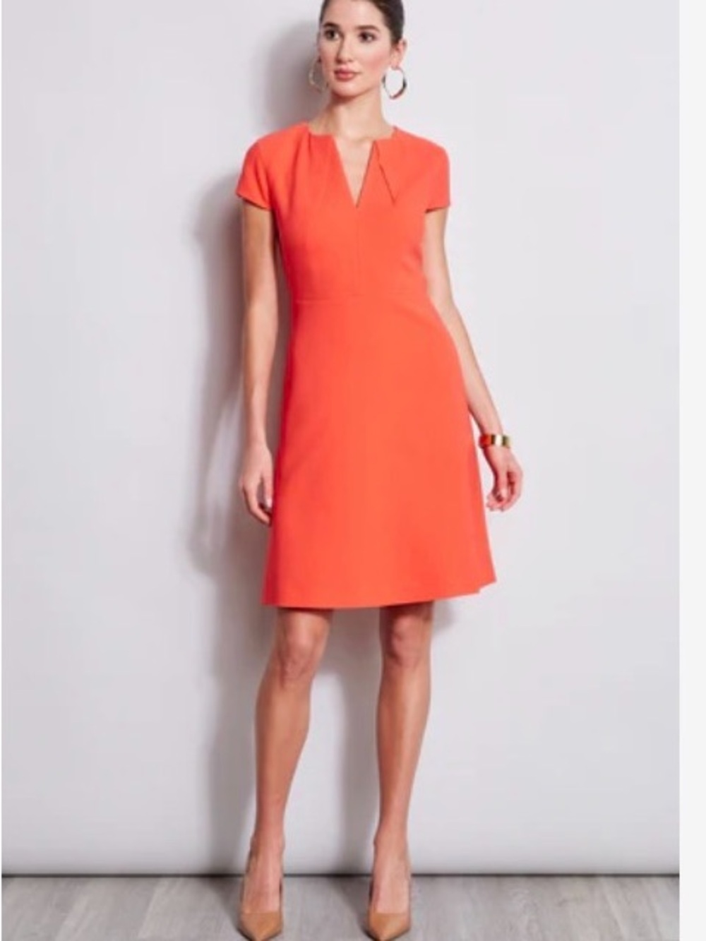 Brand new Elie Tahari Short Sleeve Dart Fit & Flare Dress, Tomato, 14